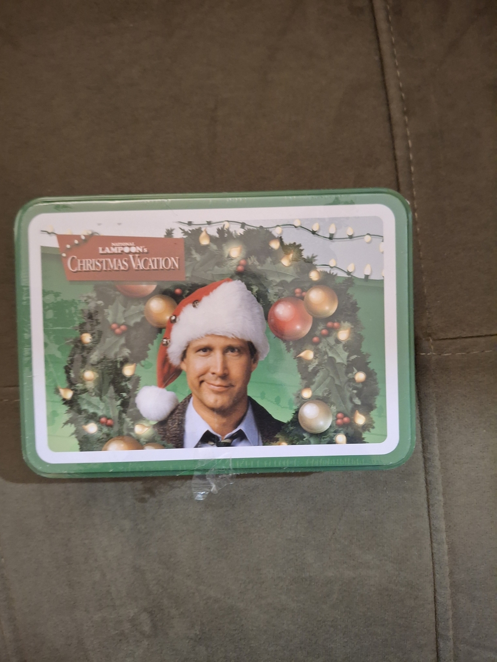 Christmas Holiday Decorative Tin - Green 2 Deck Playing Cards